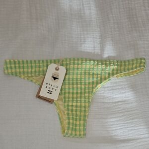 Billabong Checkered Bikini Bottom in Green and Yellow